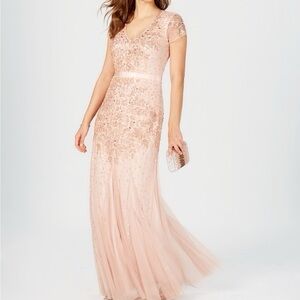 Adrianna Papell Embellished Gown Peach Pink Dress - Size 10
